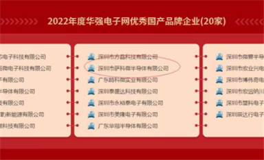 喜報！薩科微半導體榮獲“2022年度華強電子網(wǎng)優(yōu)秀國產(chǎn)品牌企業(yè)”稱號